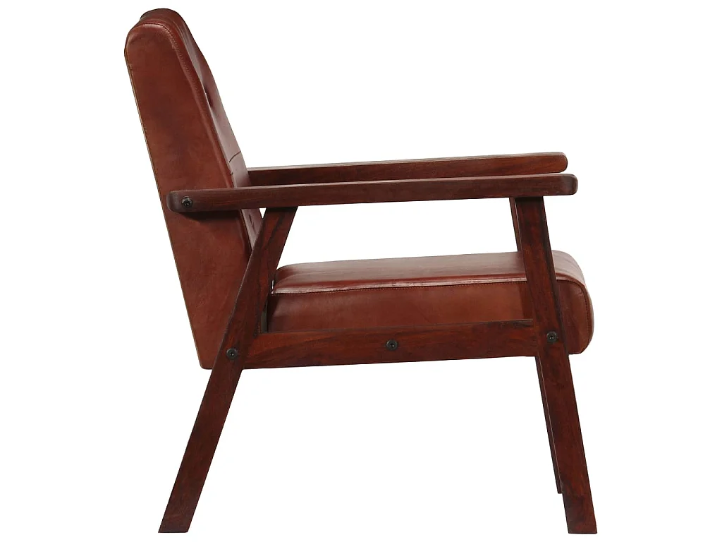 Fauteuil droit Marron Cuir véritable SEF13291
