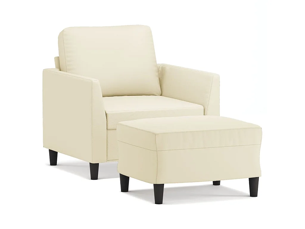 Fauteuil avec repose-pied Crème 60 cm Similicuir FVBB44669