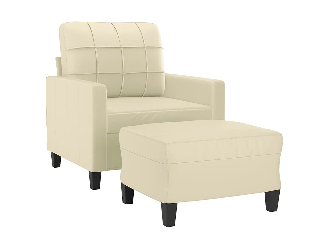 Poltrona com apoio de pés couro artificial 60 cm cor creme PT205836