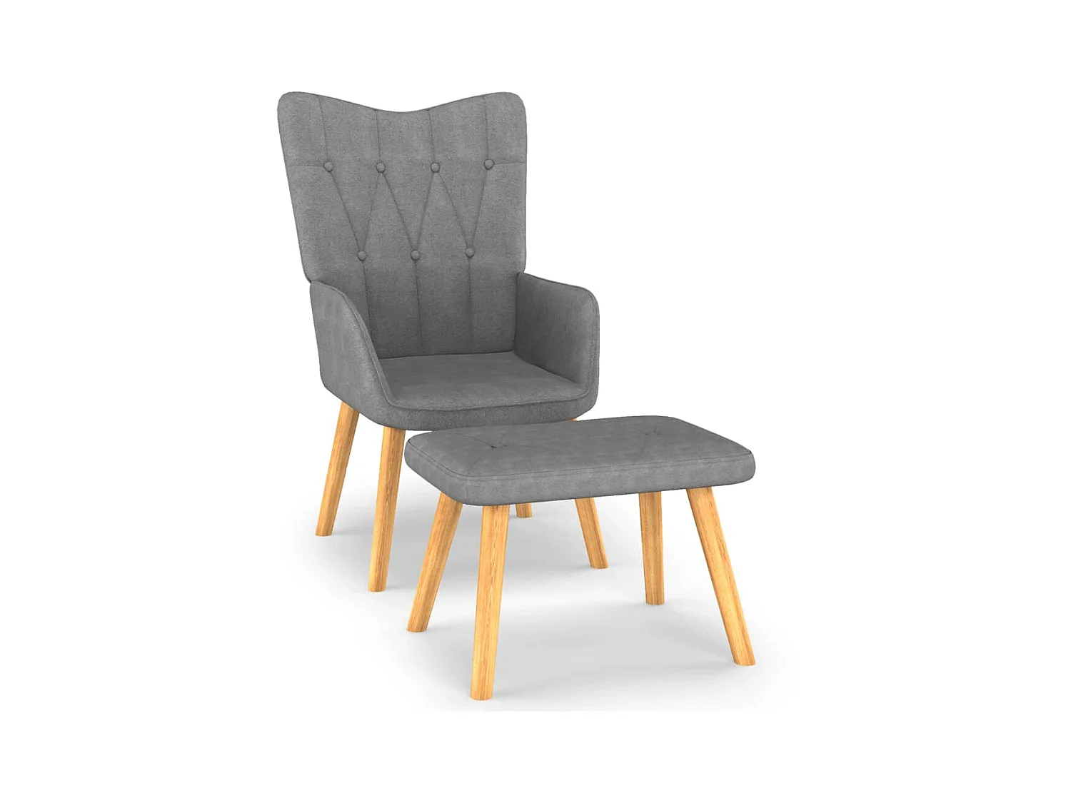 Fauteuil droit avec tabouret Gris foncé Tissu LSJ7279