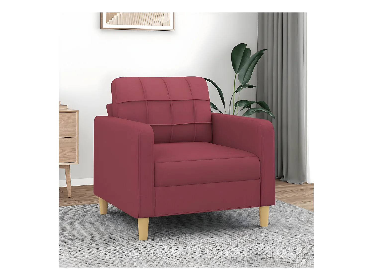 Fauteuil Salon Rouge bordeaux 60 cm Tissu LQD9903