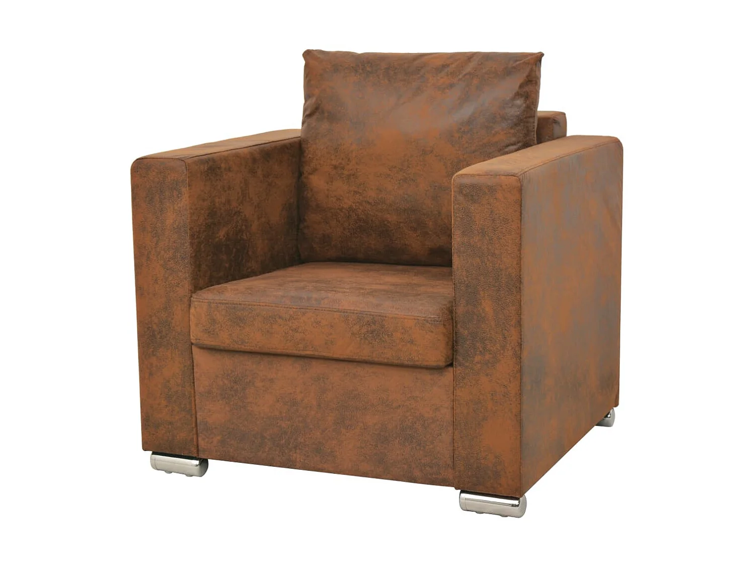 Sillón de piel de ante artificial marrón ES45033