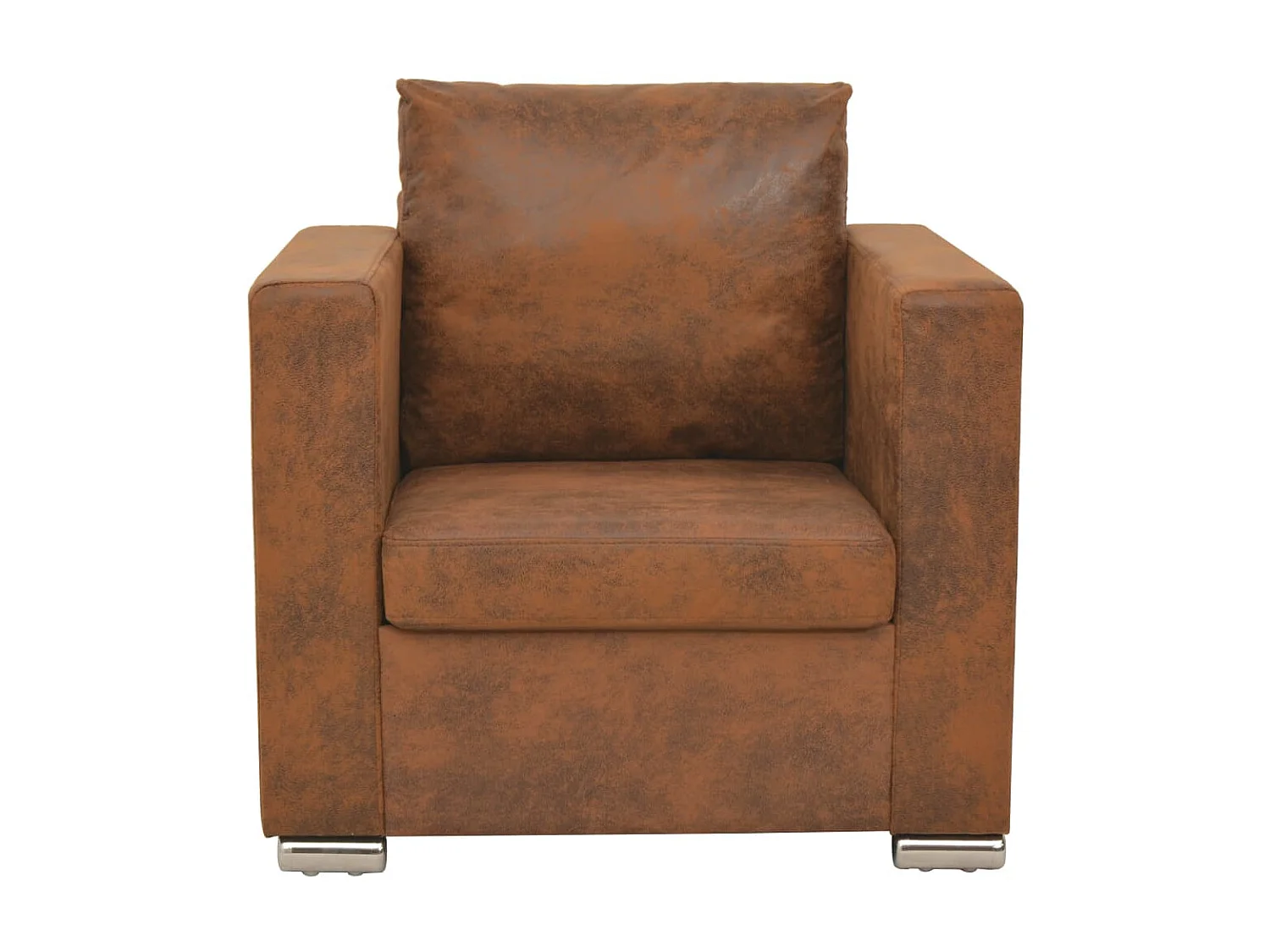 Sillón de piel de ante artificial marrón ES45033