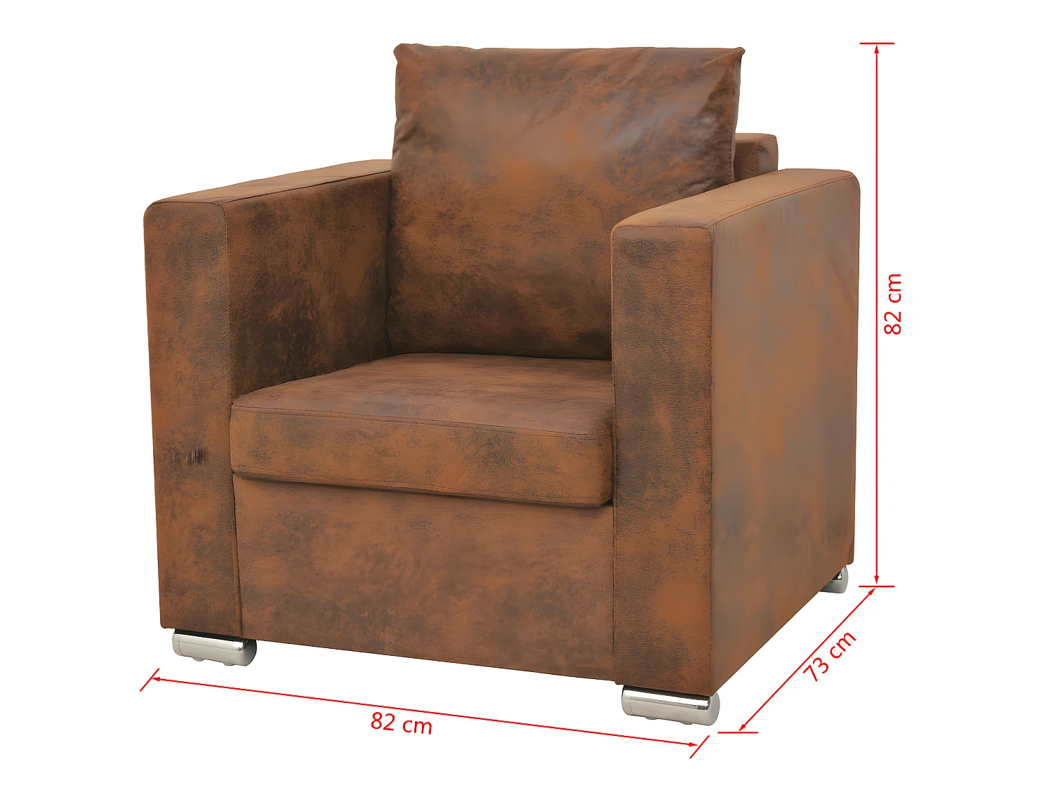 Sillón de piel de ante artificial marrón ES45033