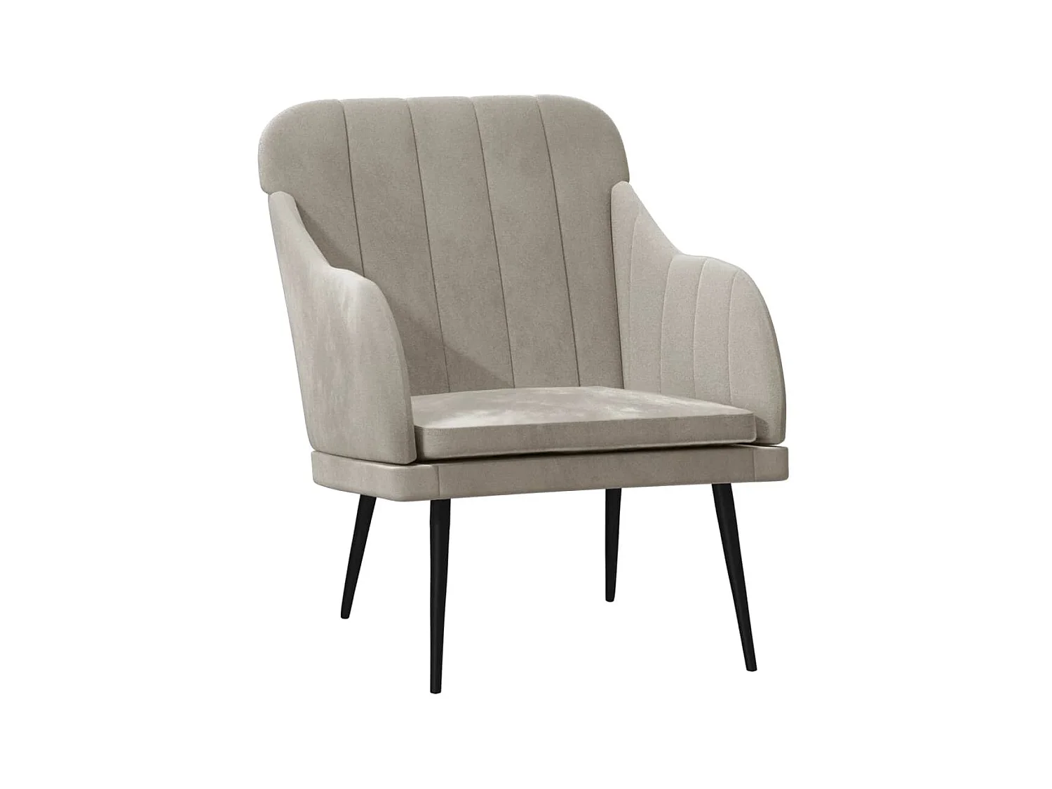 Sillón de terciopelo gris claro 63x76x80 cm ES86692