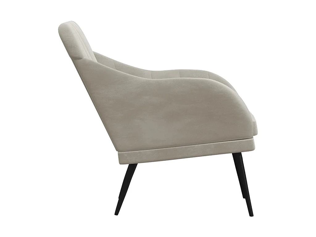 Sillón de terciopelo gris claro 63x76x80 cm ES86692