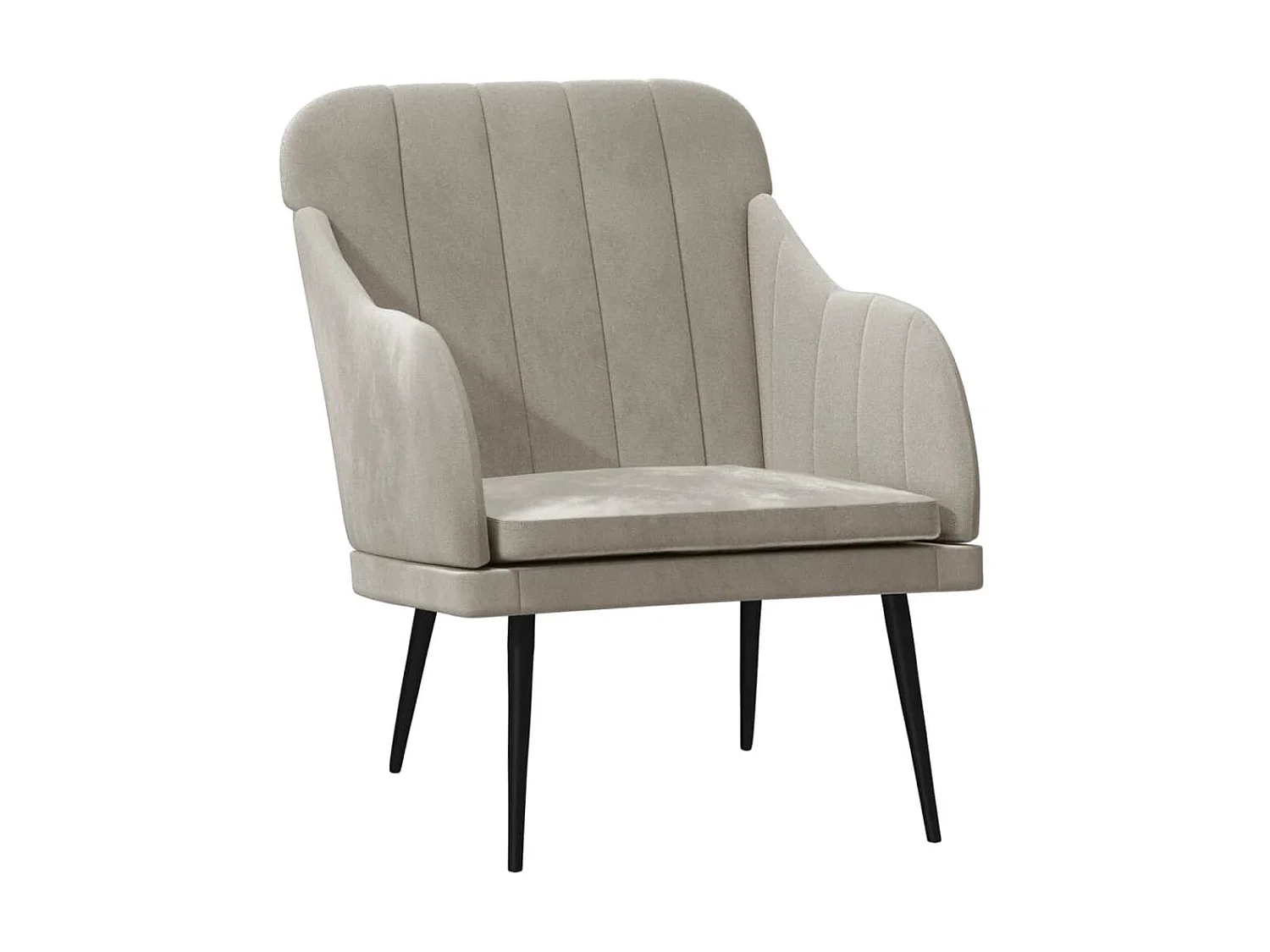 Sillón de terciopelo gris claro 63x76x80 cm ES86692