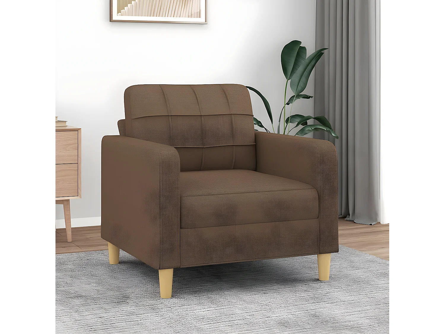 Fauteuil Salon Marron 60 cm Tissu LQD2397