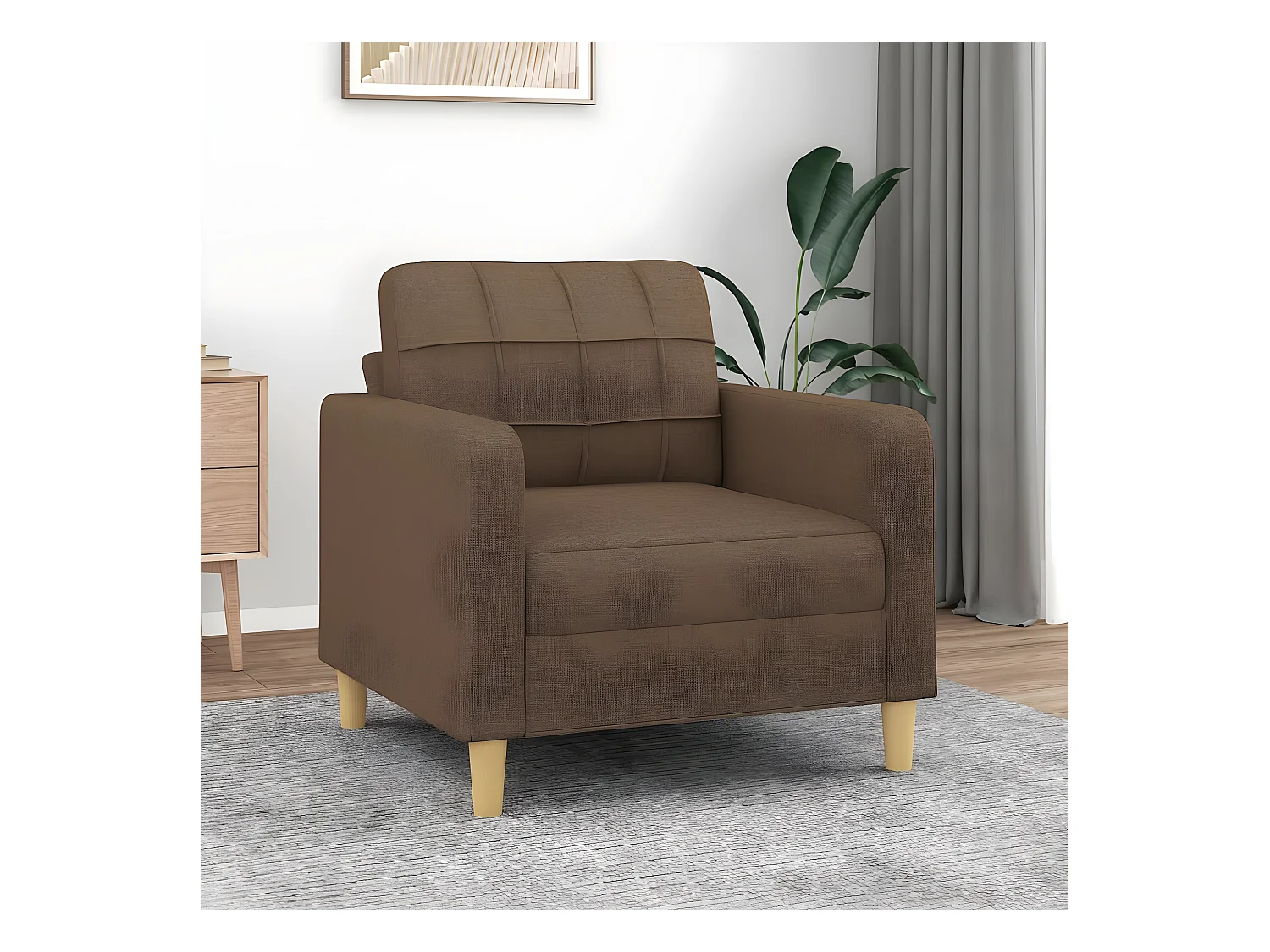 Fauteuil Salon Marron 60 cm Tissu LQD2397