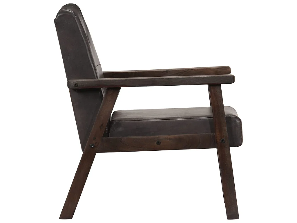 Fauteuil droit Gris Cuir véritable SEF51830