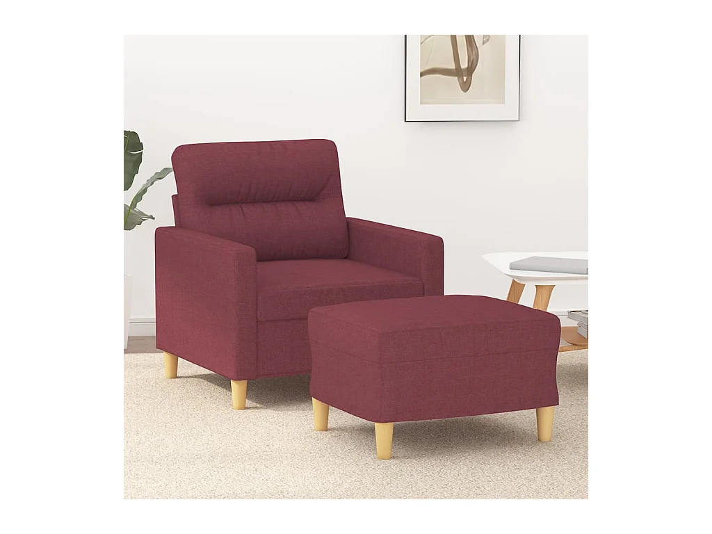 Fauteuil avec repose-pieds Rouge bordeaux 60 cm Tissu OLA2405