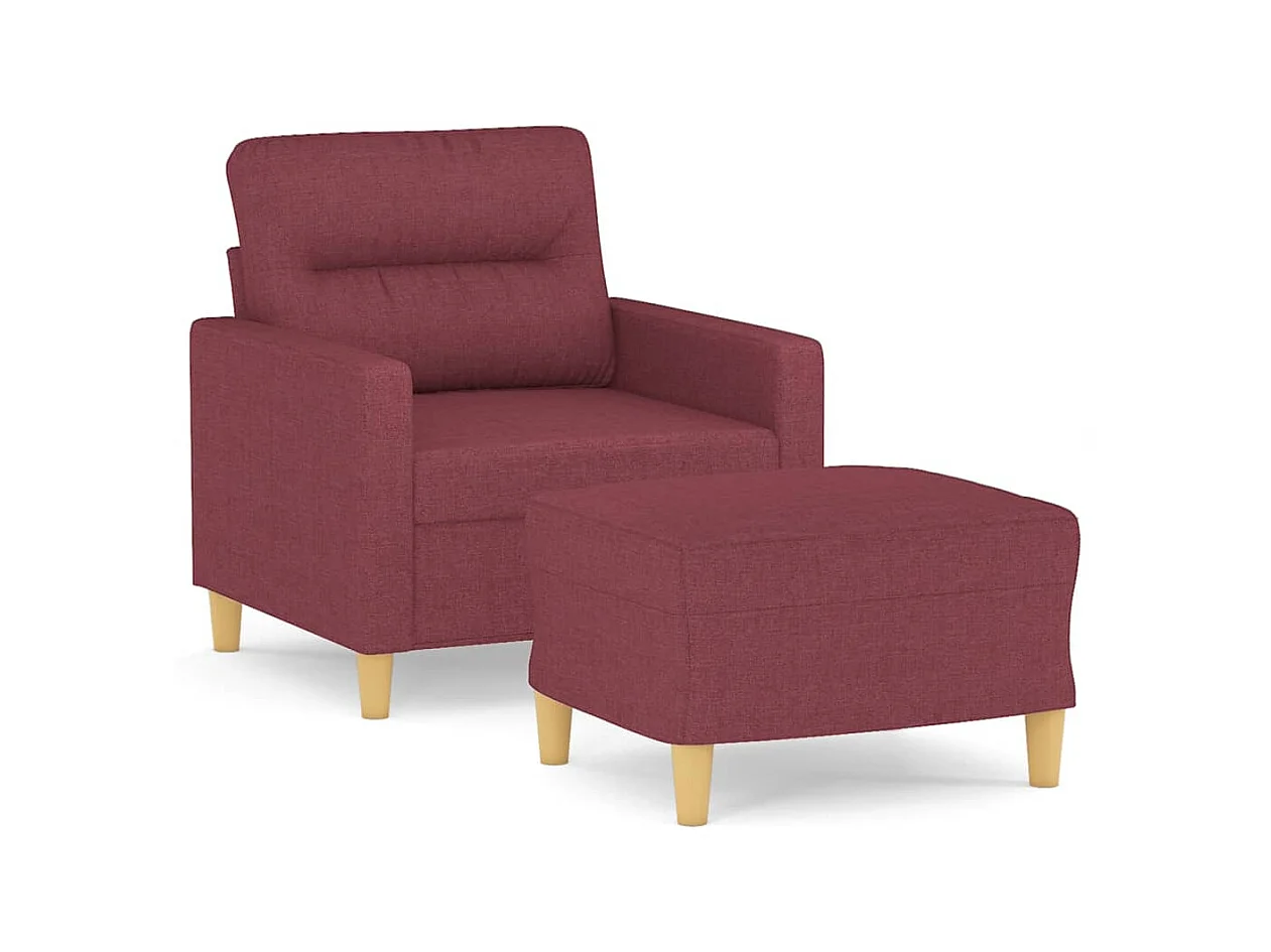 Fauteuil avec repose-pieds Rouge bordeaux 60 cm Tissu OLA2405