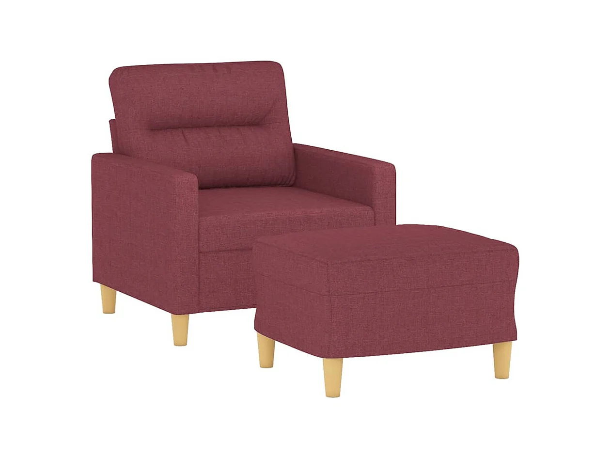Fauteuil avec repose-pieds Rouge bordeaux 60 cm Tissu OLA2405