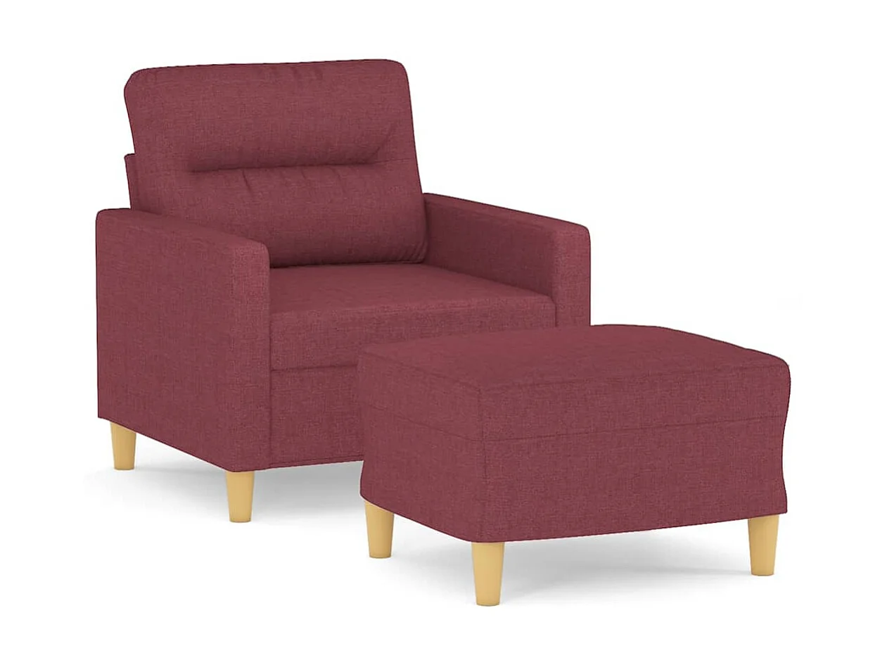 Sillón con taburete tela rojo tinto 60 cm ES813367