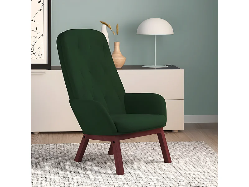 Fauteuil droit Vert foncé Velours OIU8355