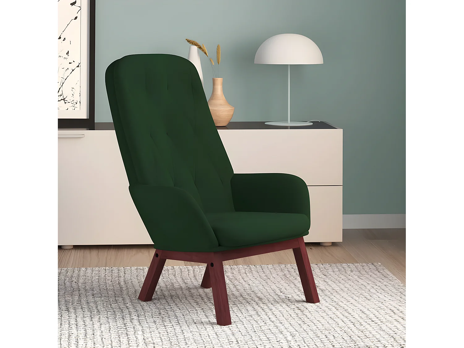 Fauteuil droit Vert foncé Velours OIU8355