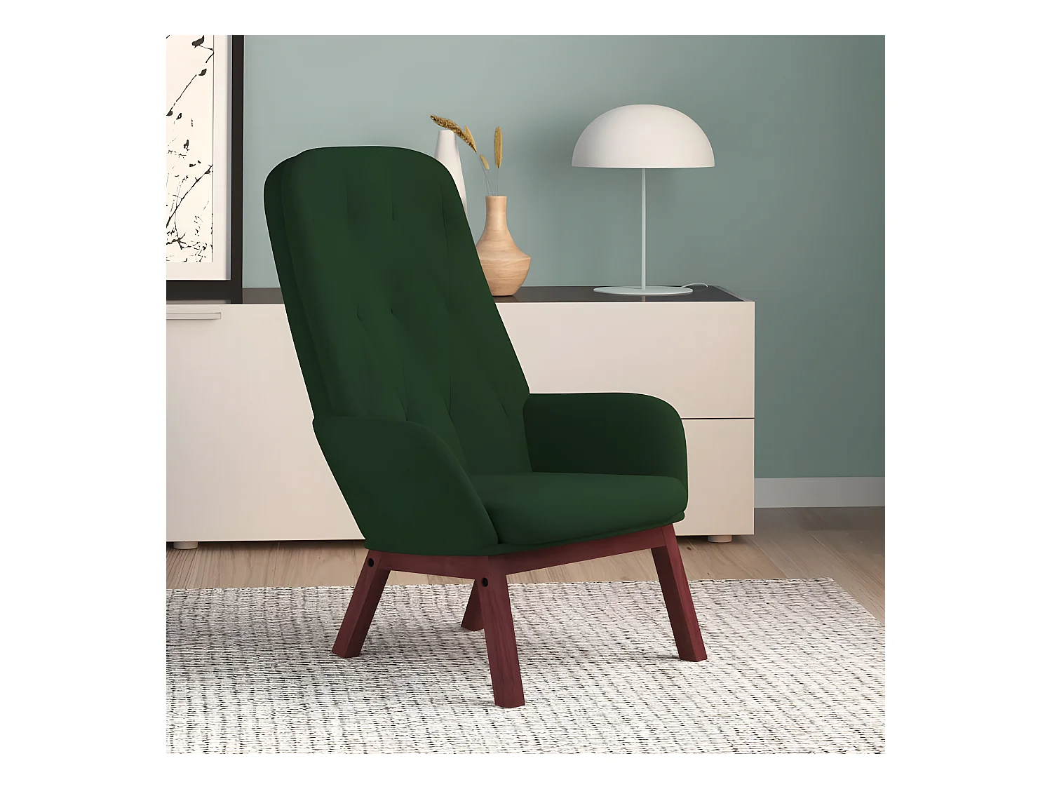 Fauteuil droit Vert foncé Velours OIU8355