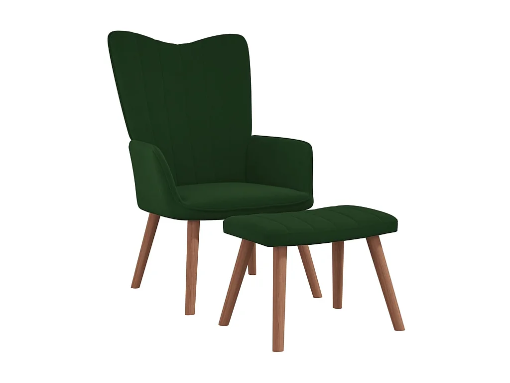 Fauteuil droit avec repose-pied Vert foncé Velours LSJ3302