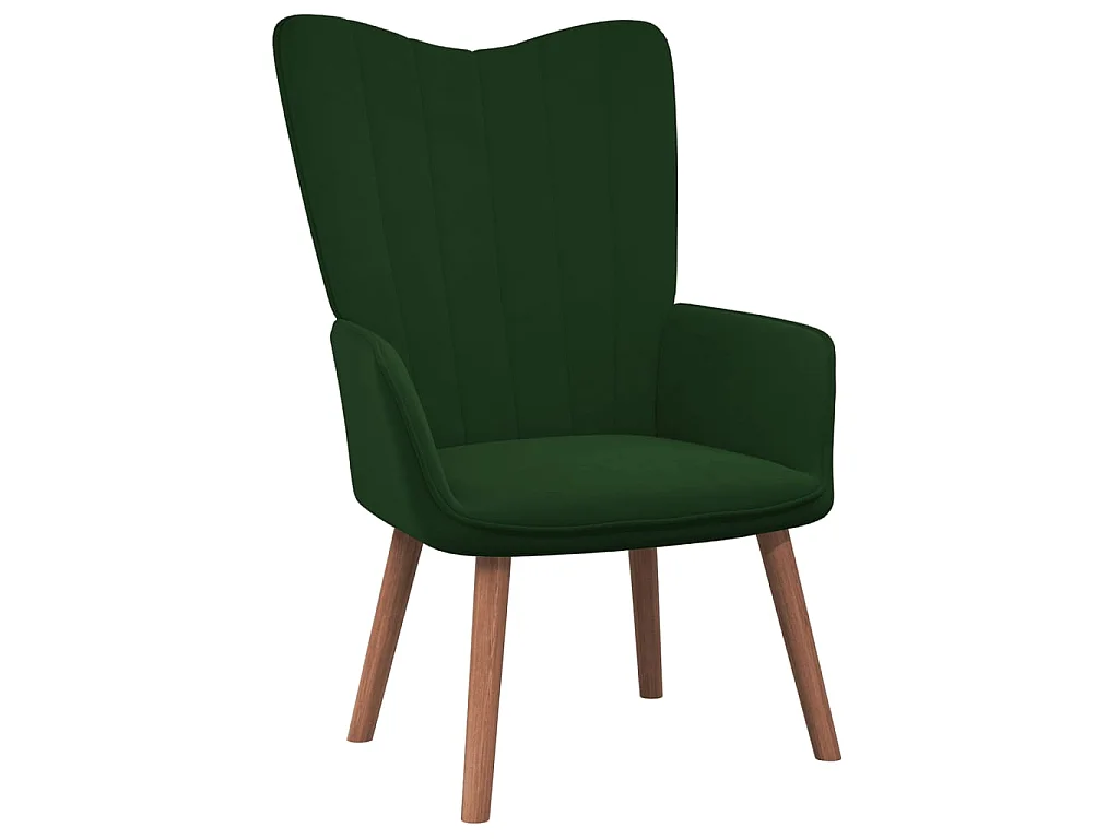 Fauteuil droit avec repose-pied Vert foncé Velours LSJ3302
