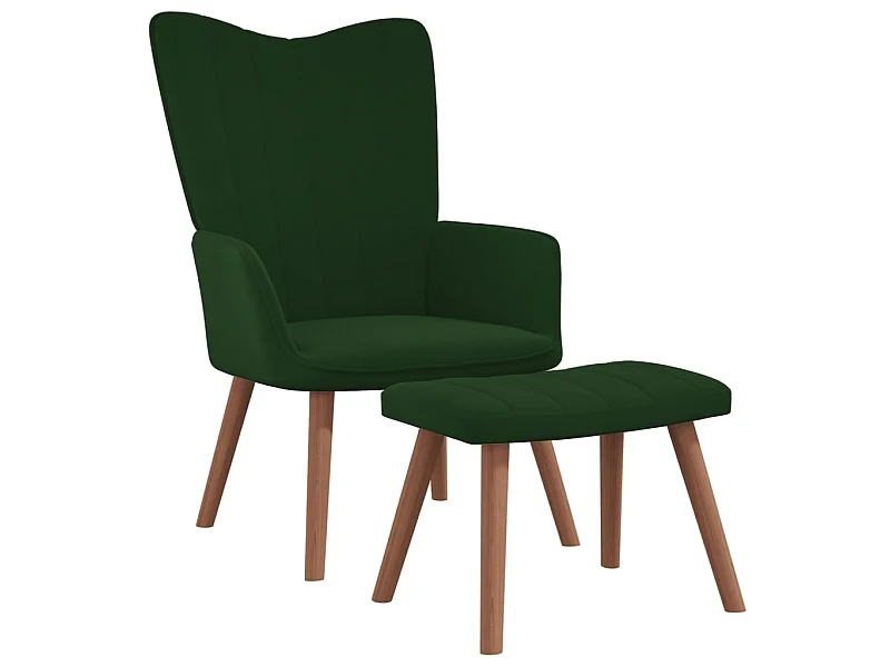 Fauteuil droit avec repose-pied Vert foncé Velours LSJ3302