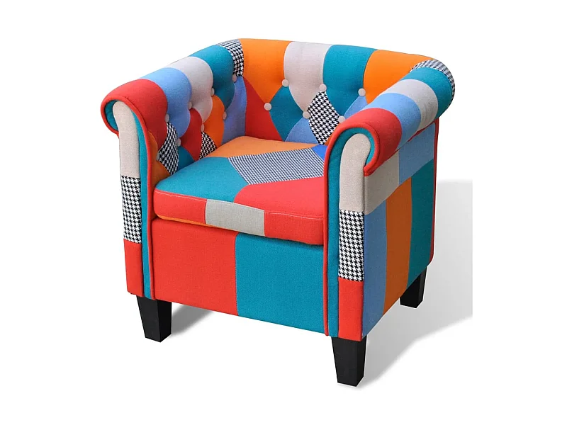 Fauteuil droit avec design de patchwork Tissu SEF80273