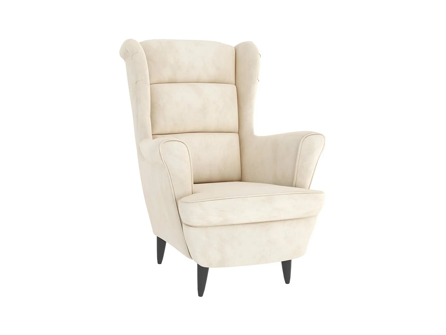 Fauteuil droit blanc crème velours SEF10449