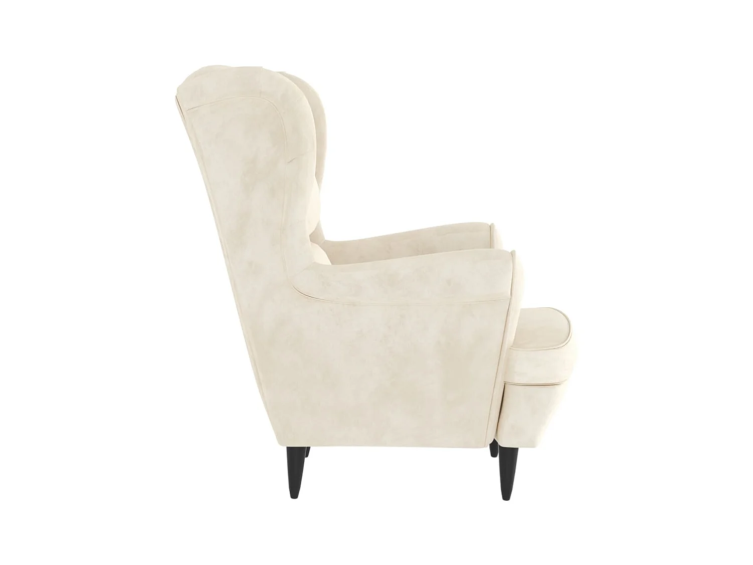 Fauteuil droit blanc crème velours SEF10449