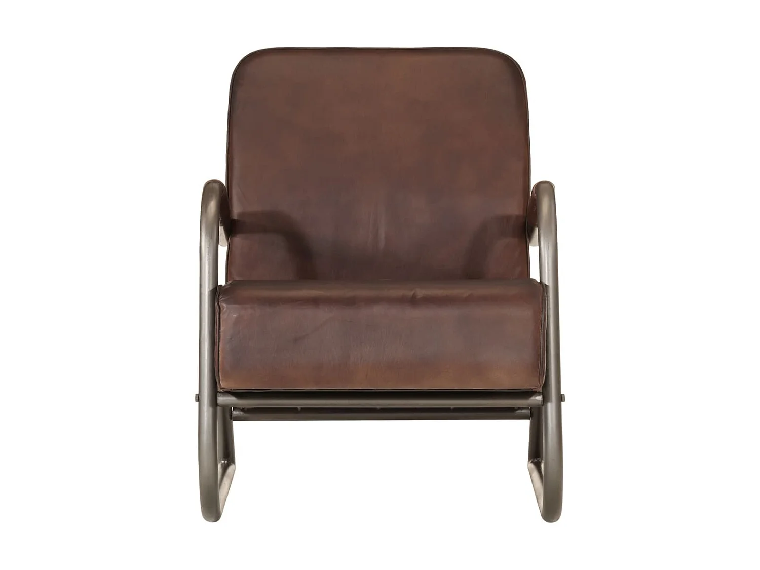Fauteuil droit marron cuir véritable SEF10584