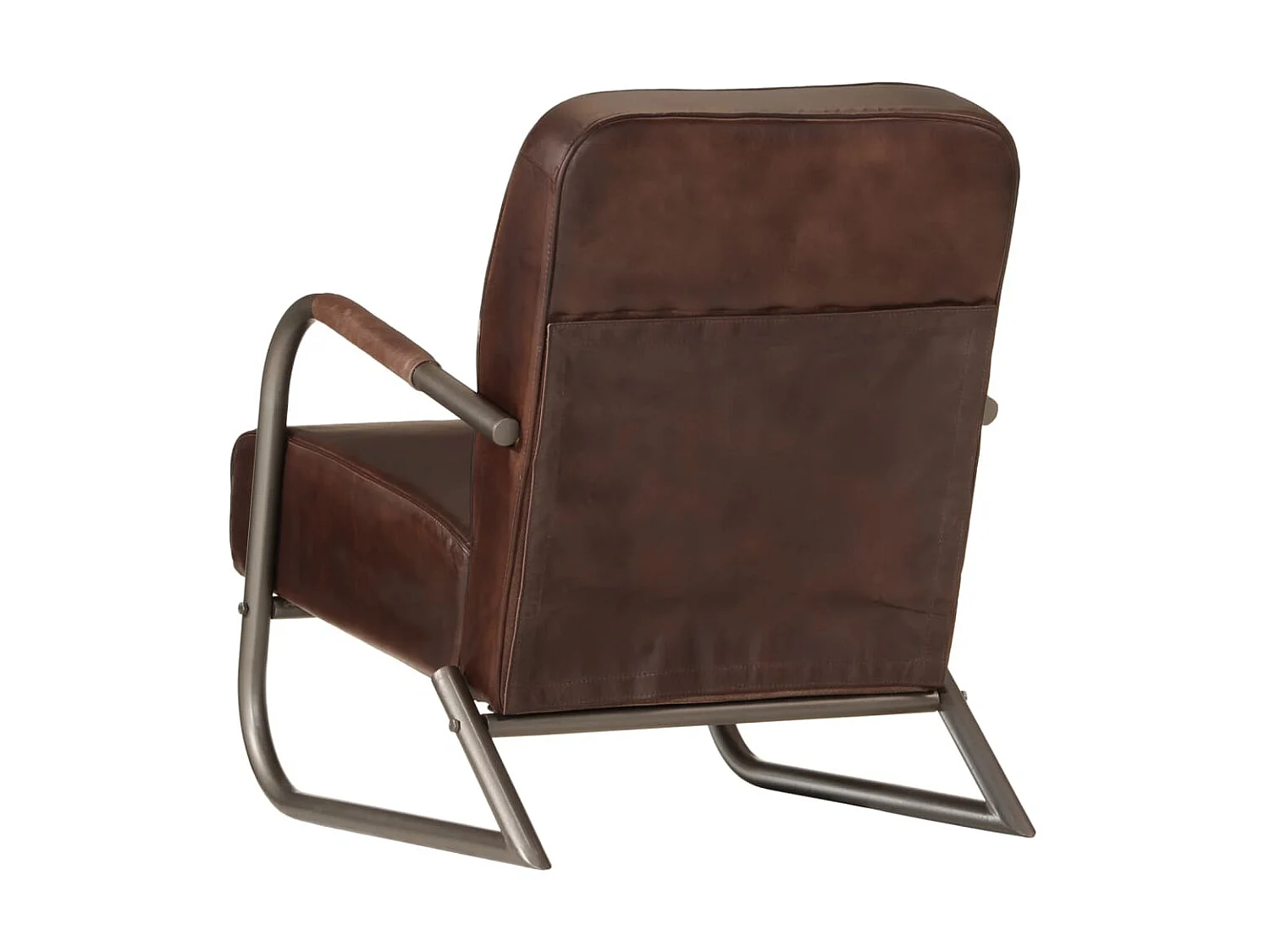 Fauteuil droit marron cuir véritable SEF10584
