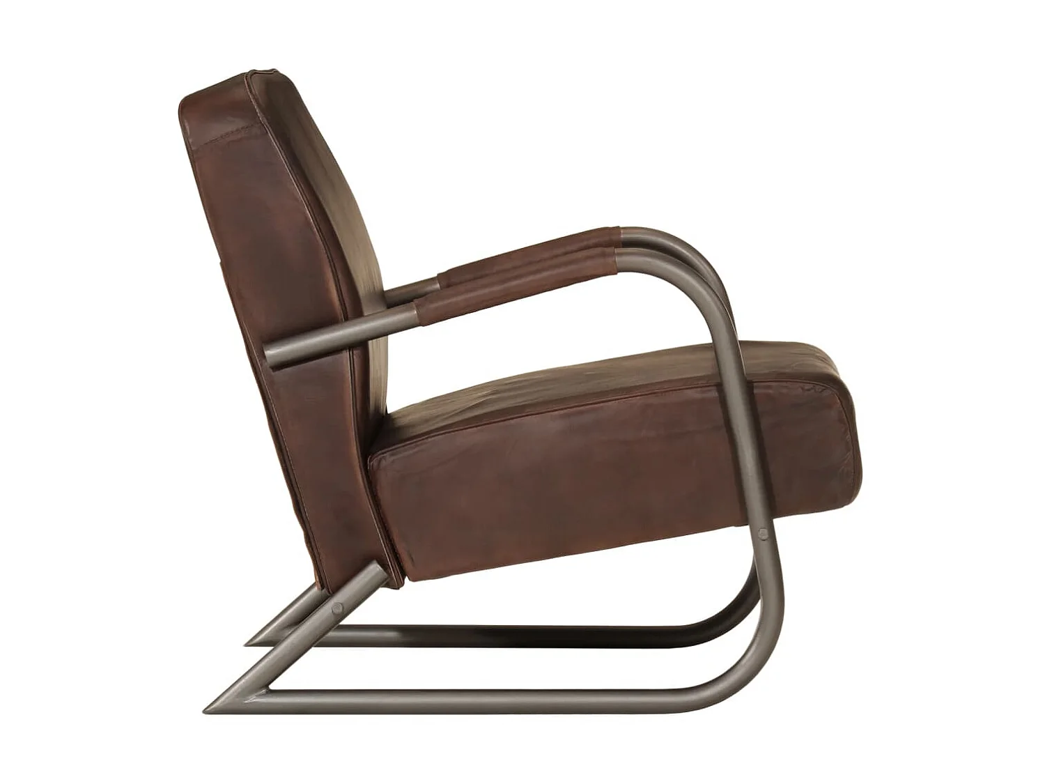 Fauteuil droit marron cuir véritable SEF10584