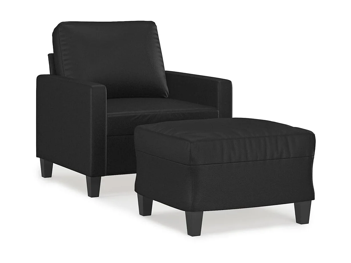 Poltrona com apoio de pés couro artificial 60 cm preto PT453504