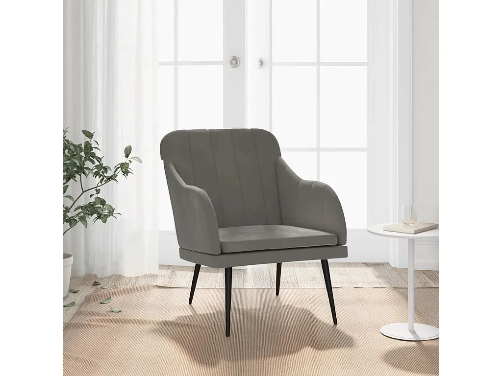 Sillón de terciopelo gris oscuro 63x76x80 cm ES85465