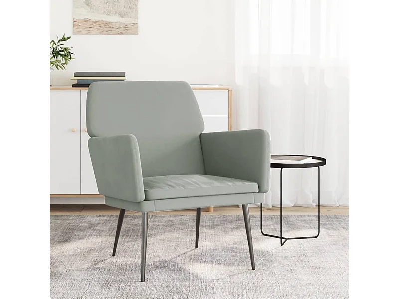 Fauteuil droit Gris clair 62x79x79 cm Velours SEF67303