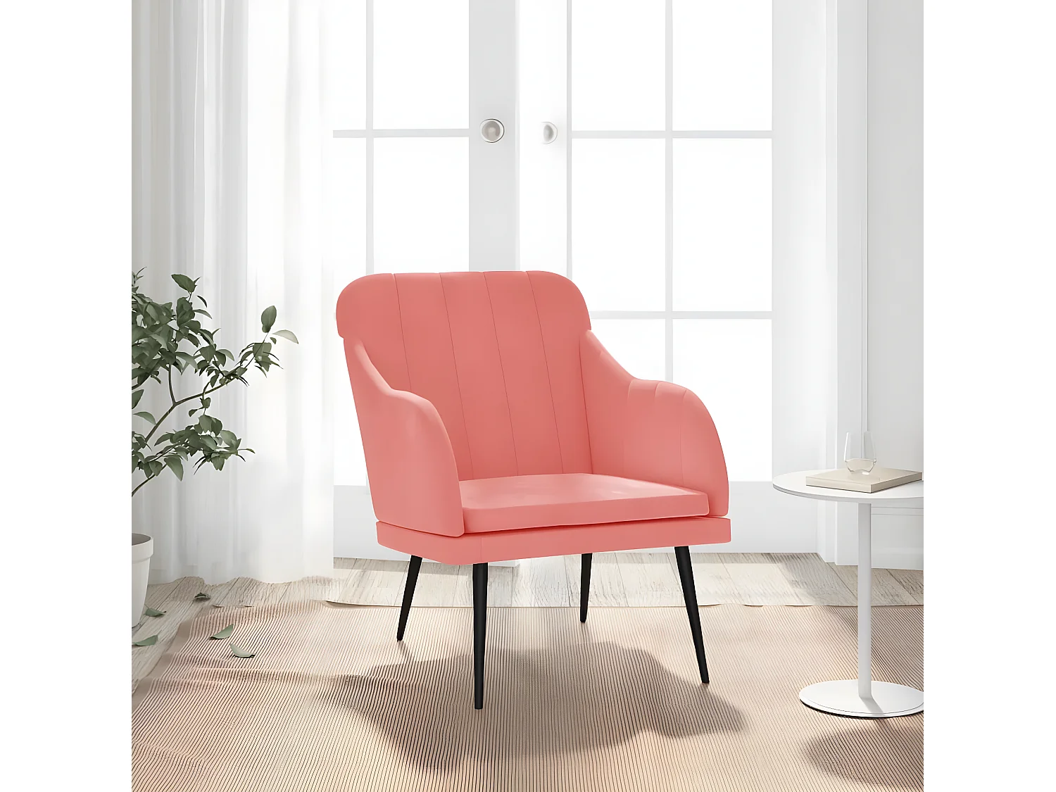 Sillón de terciopelo rosa 63x76x80 cm ES94006