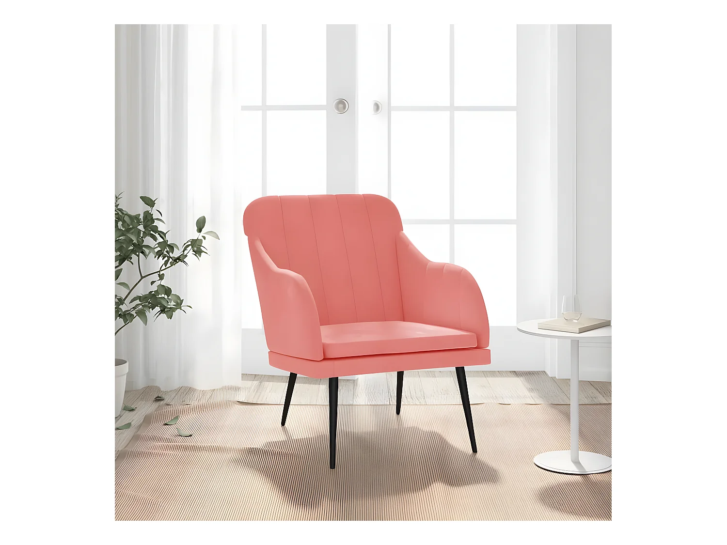 Fauteuil de salon Rose 63x76x80 cm Velours SEF97966