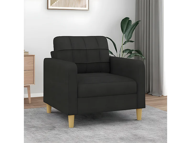 Fauteuil Salon Noir 60 cm Tissu LQD3672