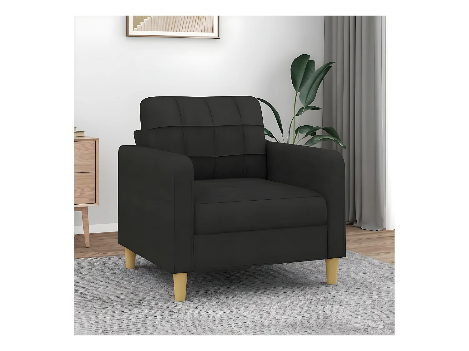 Fauteuil Salon Noir 60 cm Tissu LQD3672