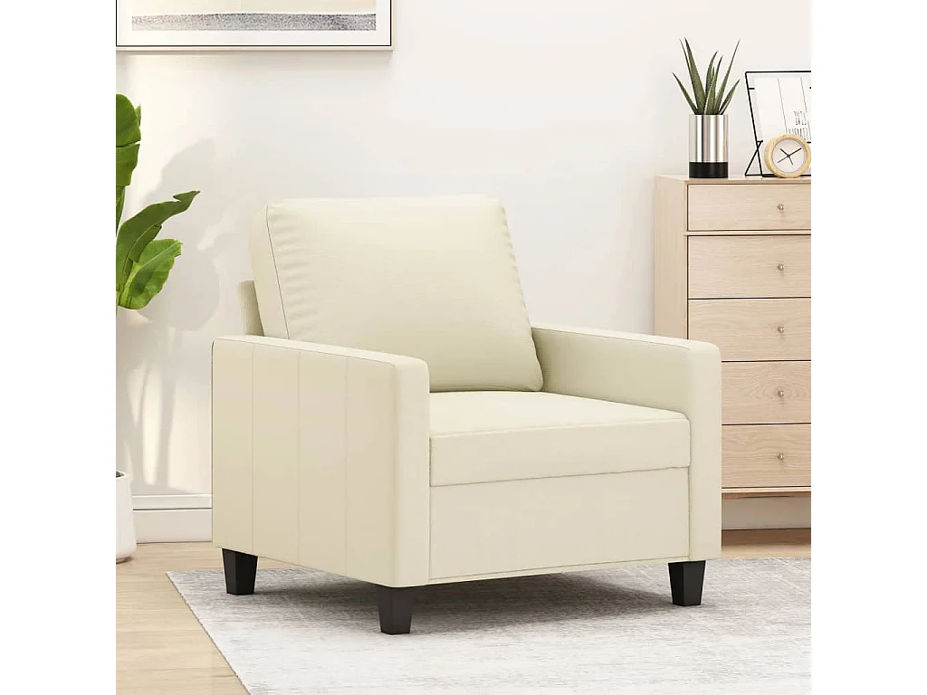 Sillón cuero sintético crema 60 cm ES25381