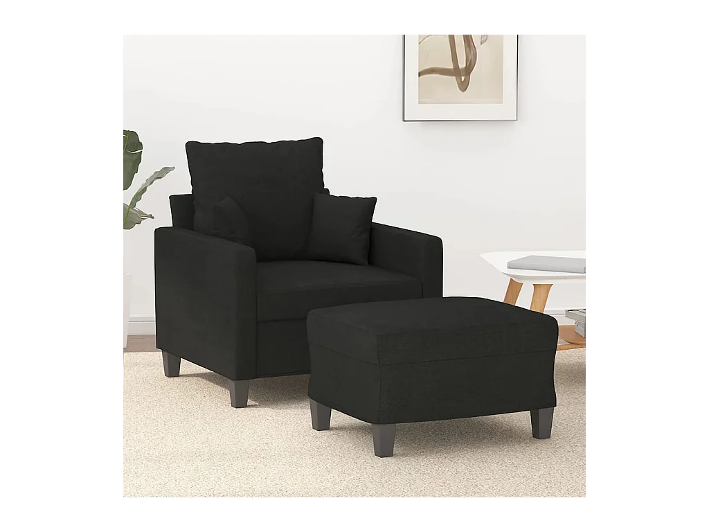 Fauteuil avec repose-pied Noir 60 cm Tissu FVBB24086