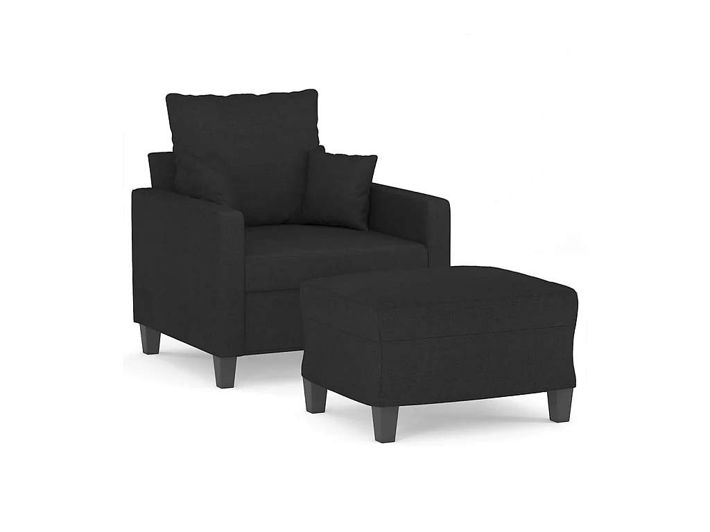 Sillón con taburete tela negro 60 cm ES55624