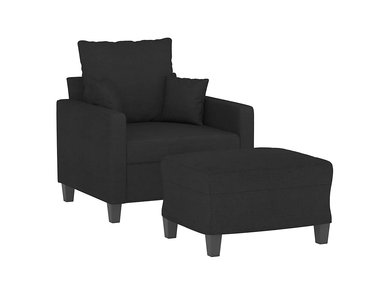 Sillón con taburete tela negro 60 cm ES55624