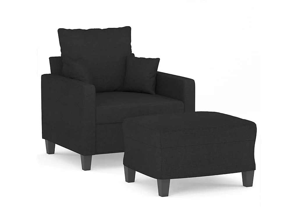 Fauteuil avec repose-pied Noir 60 cm Tissu FVBB24086