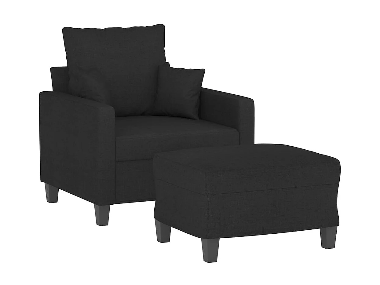 Fauteuil avec repose-pied Noir 60 cm Tissu FVBB24086