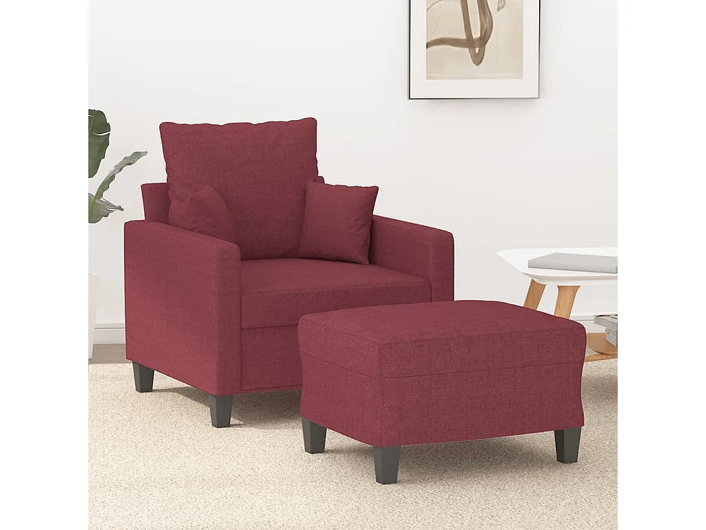 Fauteuil avec repose-pied Rouge bordeaux 60 cm Tissu FVBB56679