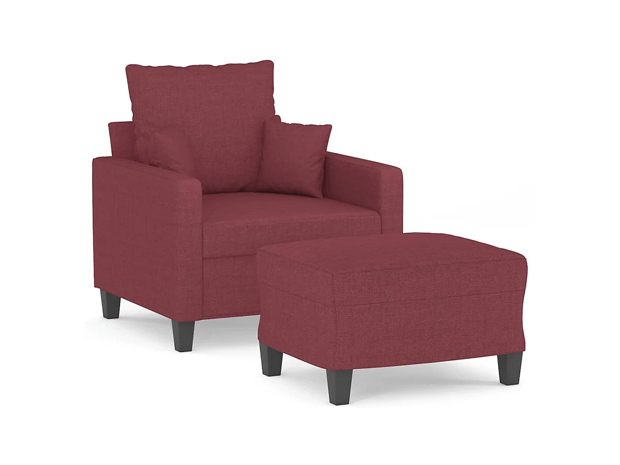 Fauteuil avec repose-pied Rouge bordeaux 60 cm Tissu FVBB56679