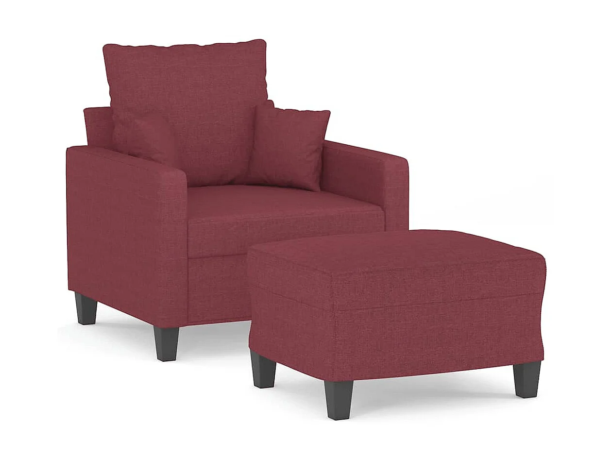 Fauteuil met voetenbank 60 cm stof wijnrood BE895106