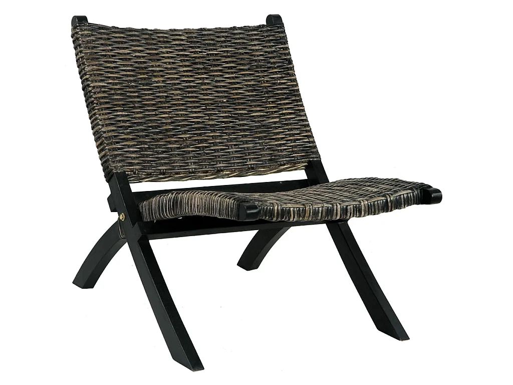 Silla de ratán kubu natural y madera maciza de caoba negro ES25527