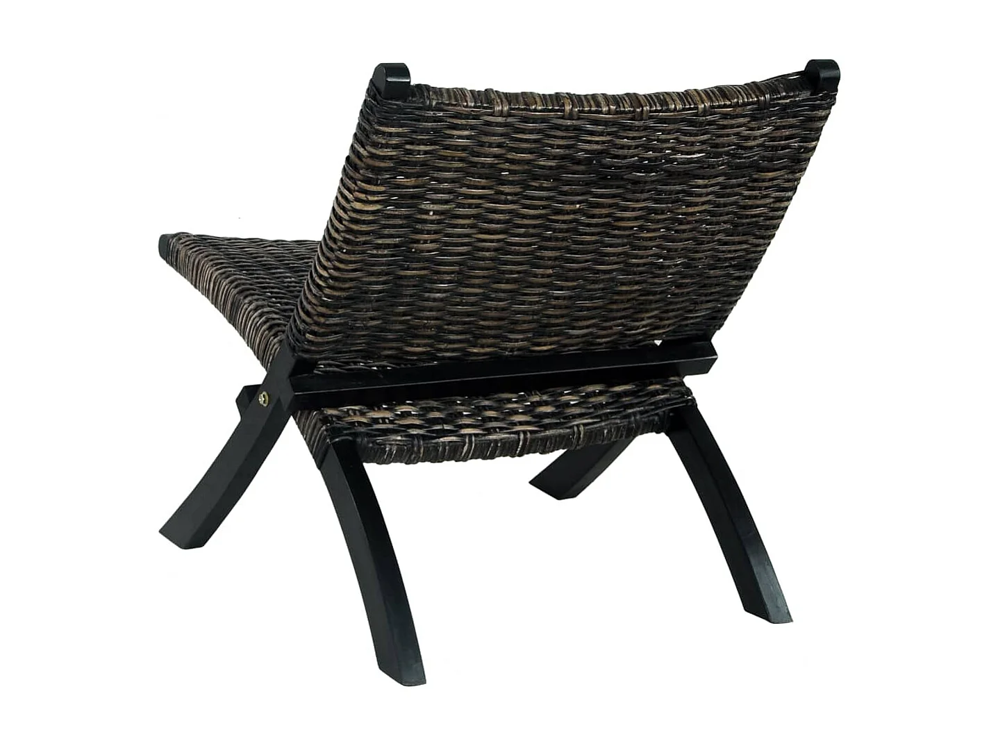 Fauteuil droit Noir Rotin naturel kubu et bois d'acajou LSJ5517