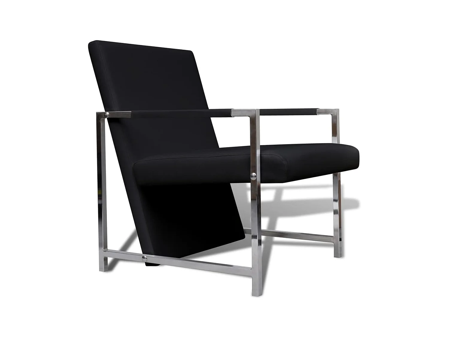 Fauteuils Lot de 2 avec cadre chromé noir similicuir SEF73339