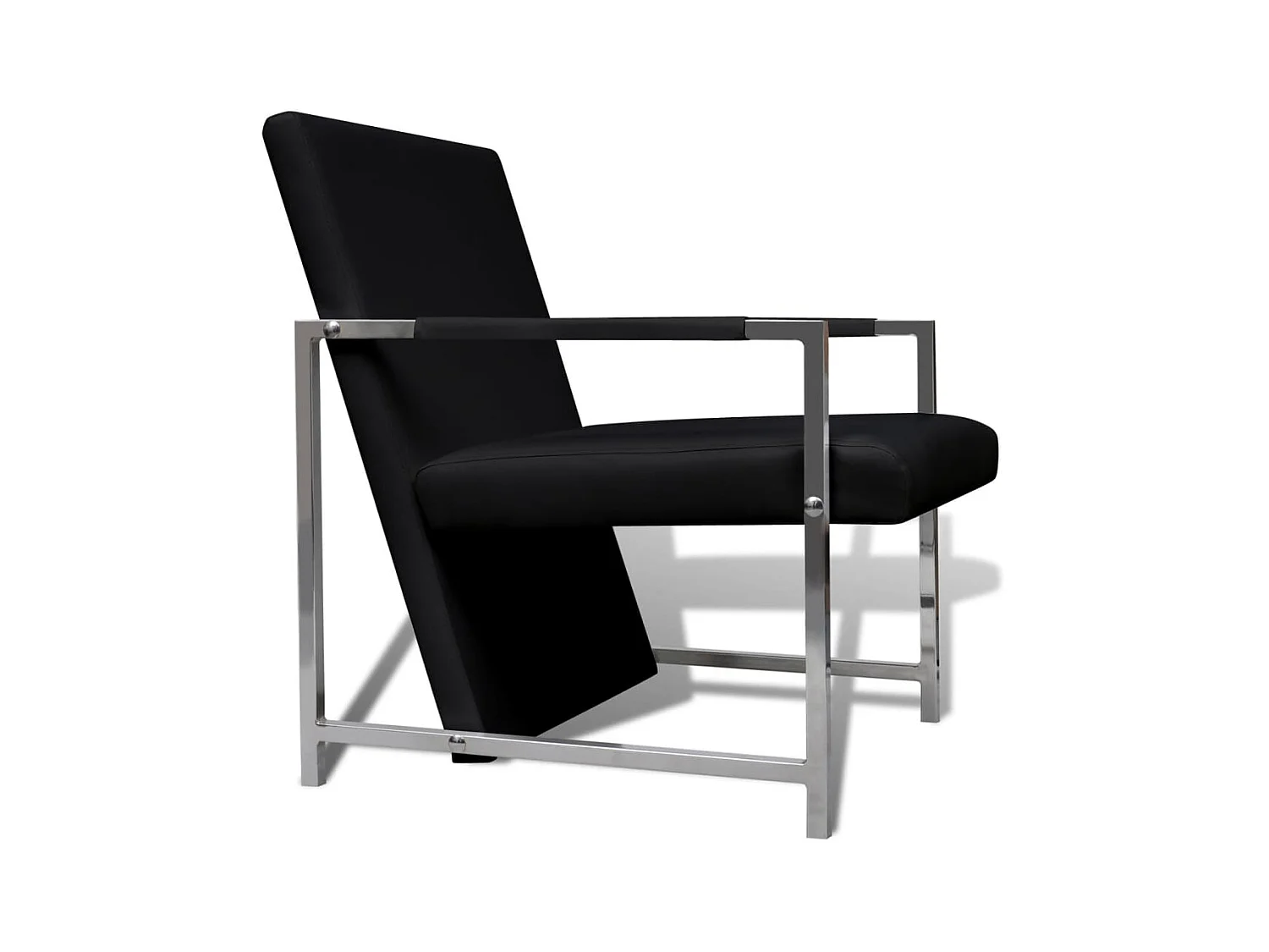 Fauteuils Lot de 2 avec cadre chromé noir similicuir SEF73339